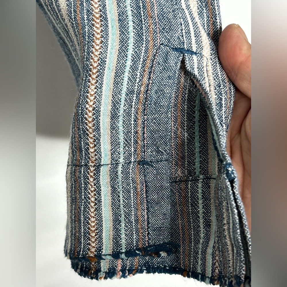 Democracy Flex-ellent Womens 8 Wide Cropped Pants Loom Striped Linen blend - Picture 3 of 12